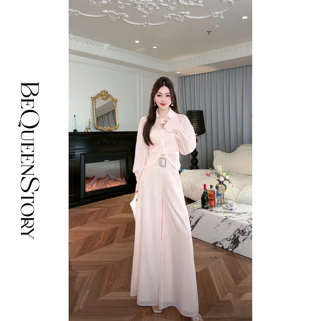 余潇潇【淡粉余香】百搭印花上衣时尚修身半裙套装新款