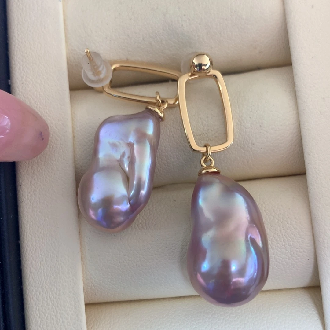 银S925镶嵌耳饰淡水珍珠