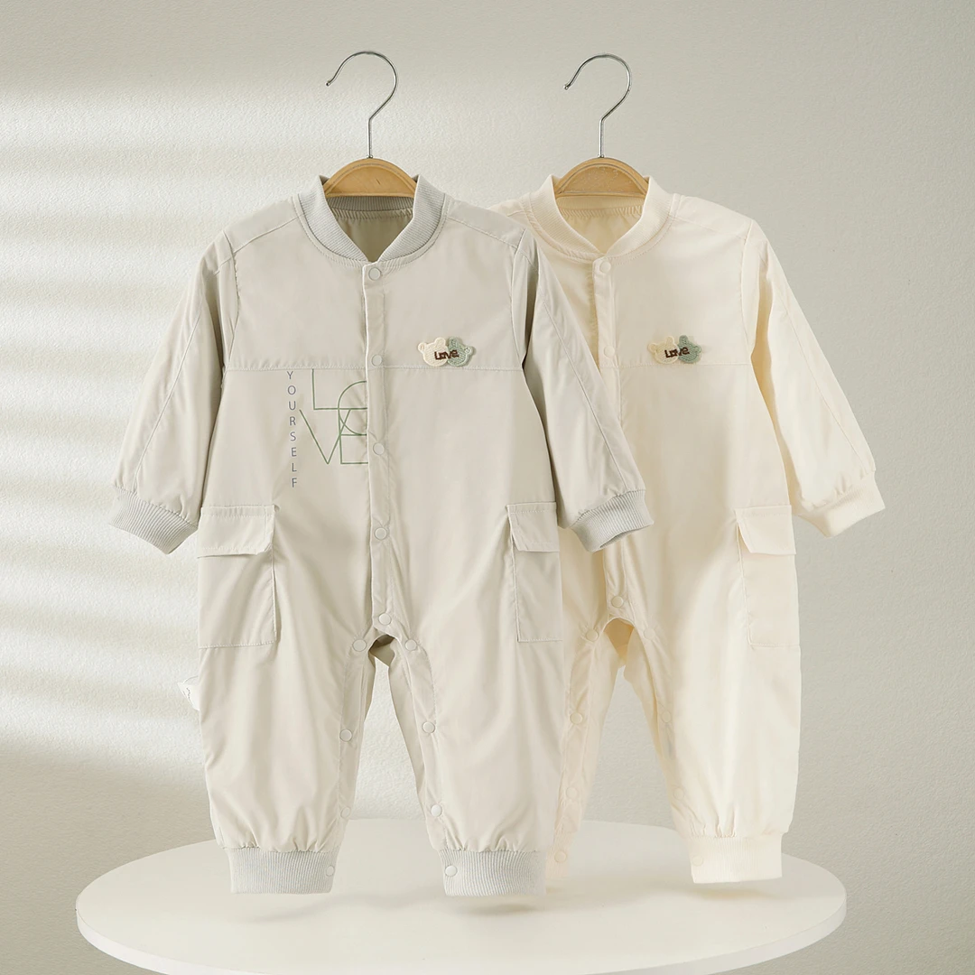 连体衣百搭春秋冬季薄款长爬纯棉哈衣婴儿A类短爬宝宝男童爬服