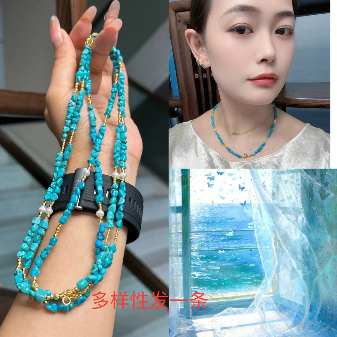 925银银制品 148（娇丰珠宝）925银镶嵌高瓷蓝锁骨链多样性发一条