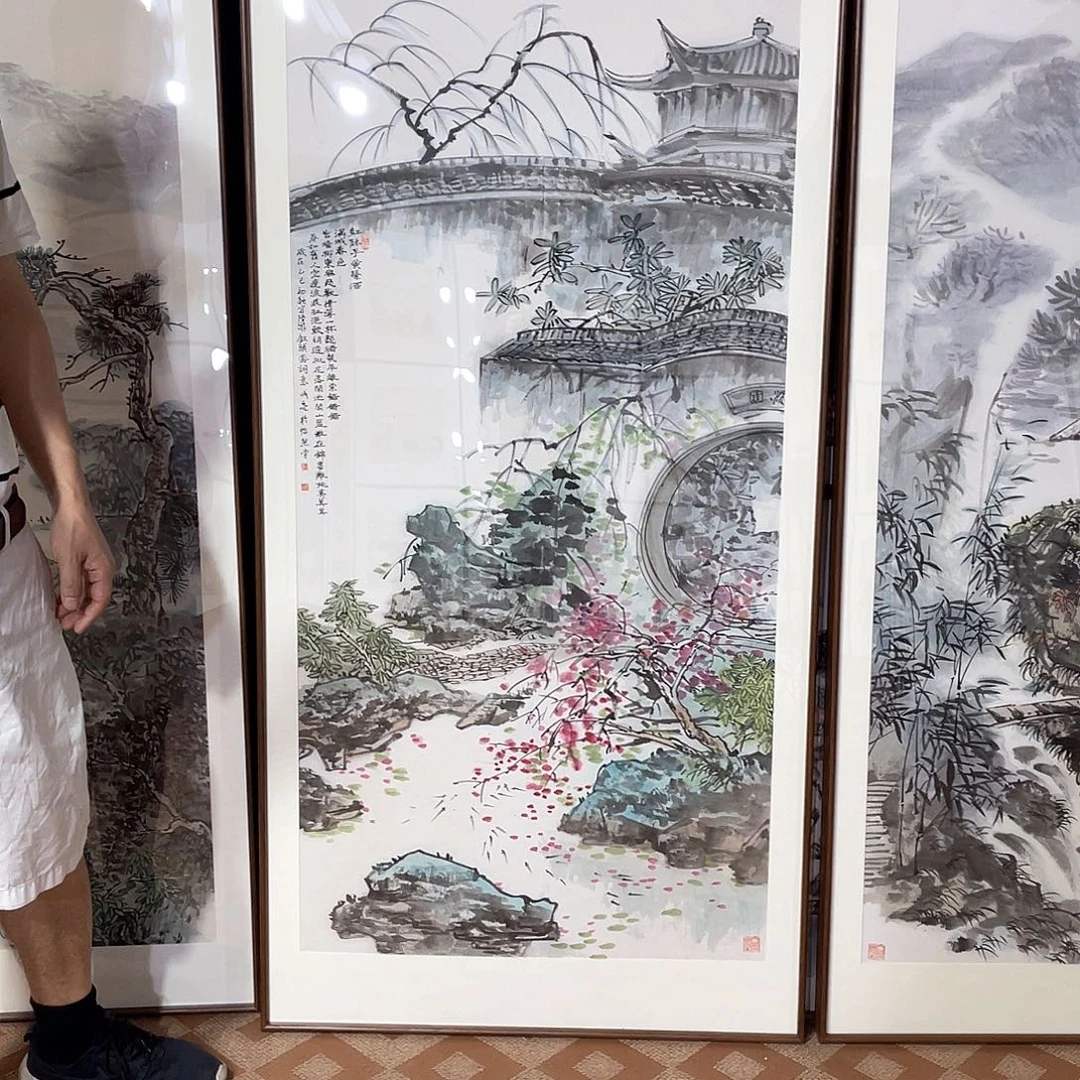 国画手绘画作品带框80/160