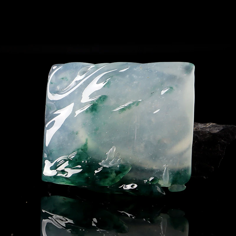 名玉艺术 天然缅甸翡翠 冰种飘花翡翠《知音》翡翠吊坠 翡翠小摆