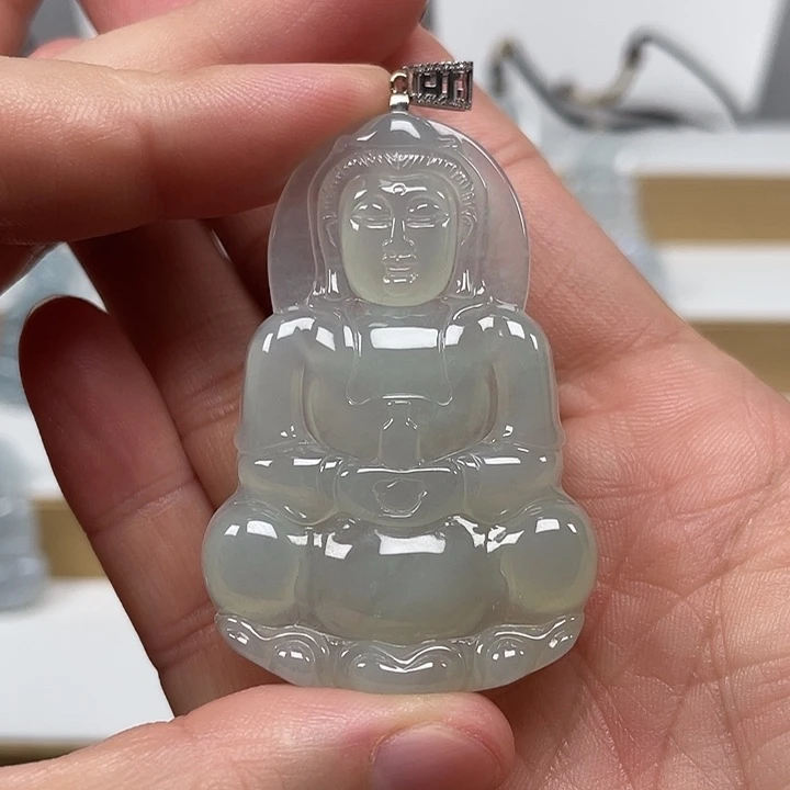 翡翠未镶嵌颈饰天然缅甸翡翠A货观音70号