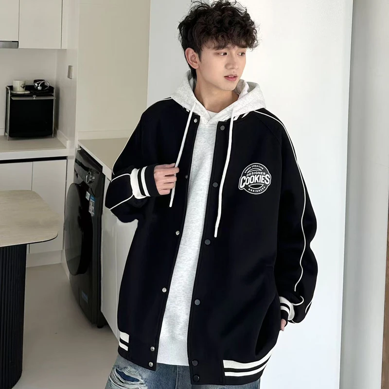 QD潮牌cok青少年潮流时尚学生中性针织百搭棒球服春季宽松版