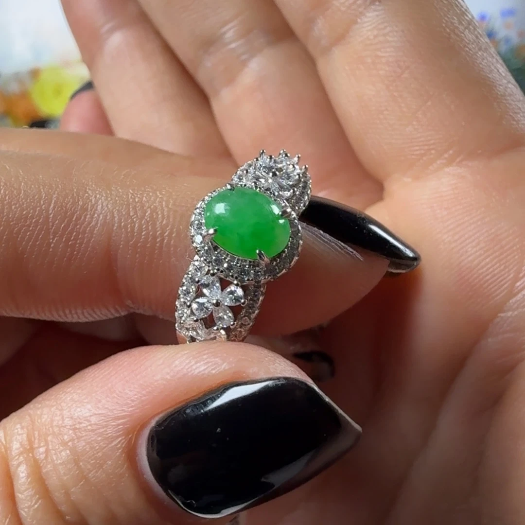 翡翠银S925镶嵌戒指