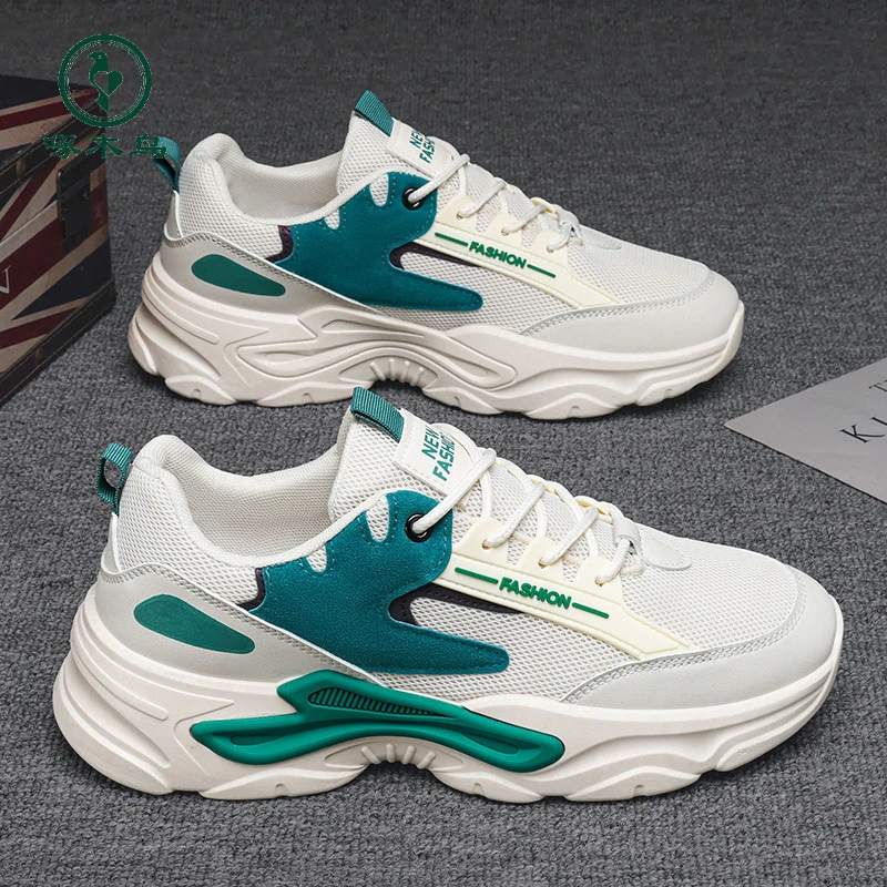 【正品啄木鸟】男鞋新款春季透气休闲运动鞋男款学生跑步青少年潮鞋