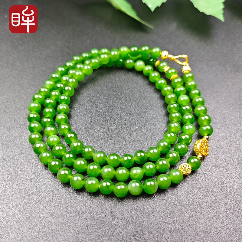 印象眸S925银和田玉碧玉项链 ND