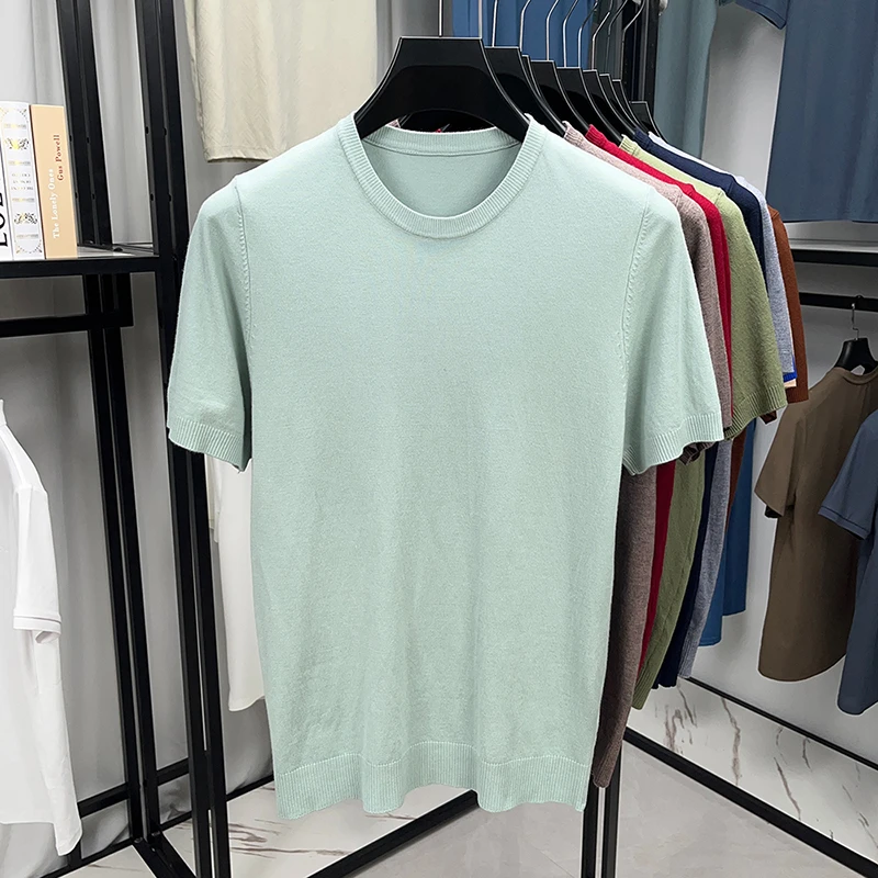 圆领夏季男士圆领针织T恤日常宽松型修身型通用男士男士穿搭