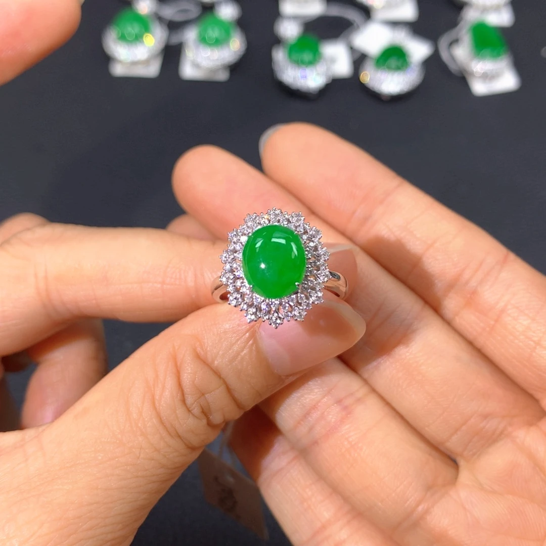 翡翠戒指18K金镶嵌酥*雷两用款