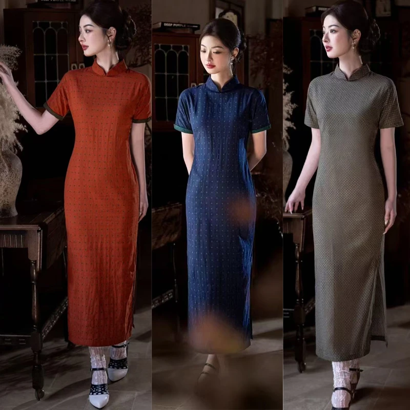 四姑娘| 豆蔻年华| 复古波点年轻文艺改良日常旗袍气质修身民国风