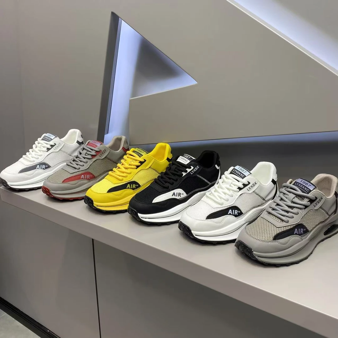 【皮鞋码】春夏新款皮网拼接厚底百搭潮流舒适男士时尚休闲潮鞋款qs