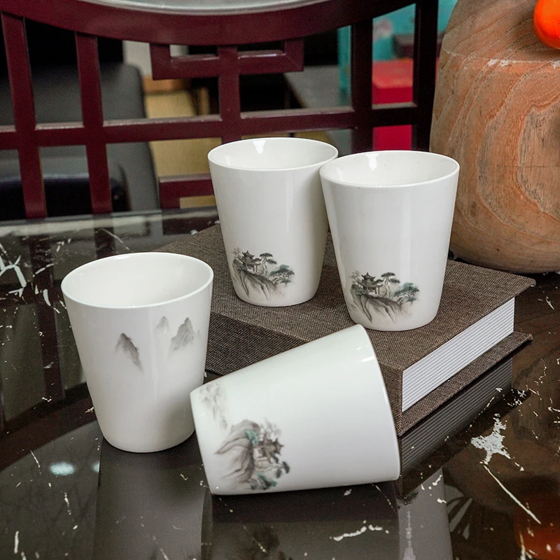 【两个装】陶瓷水杯茶杯家用饮料水墨画被子