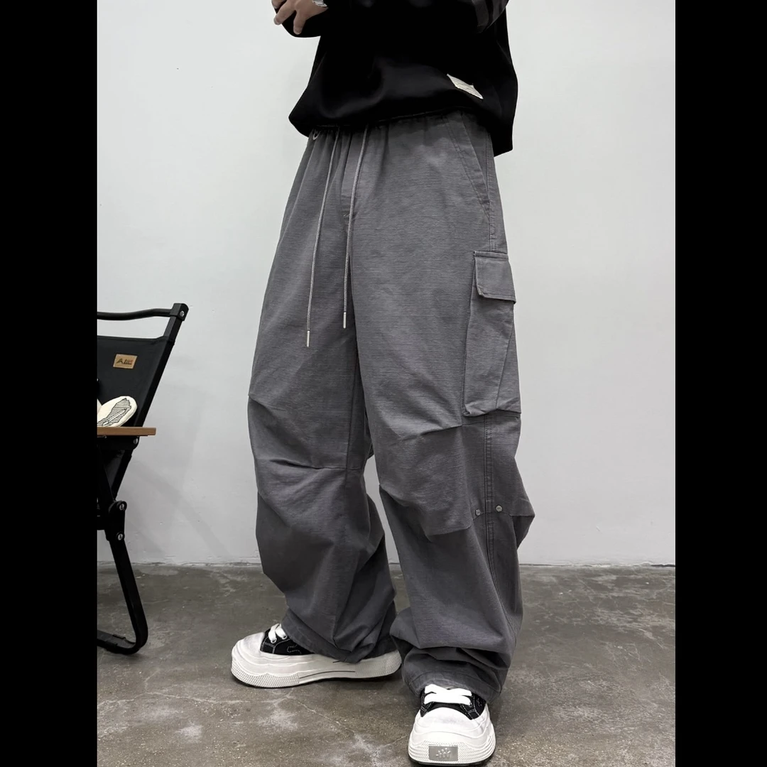 556  素劲2  潮牌新款男女百搭弯刀掐褶工装休闲裤 KZ5175