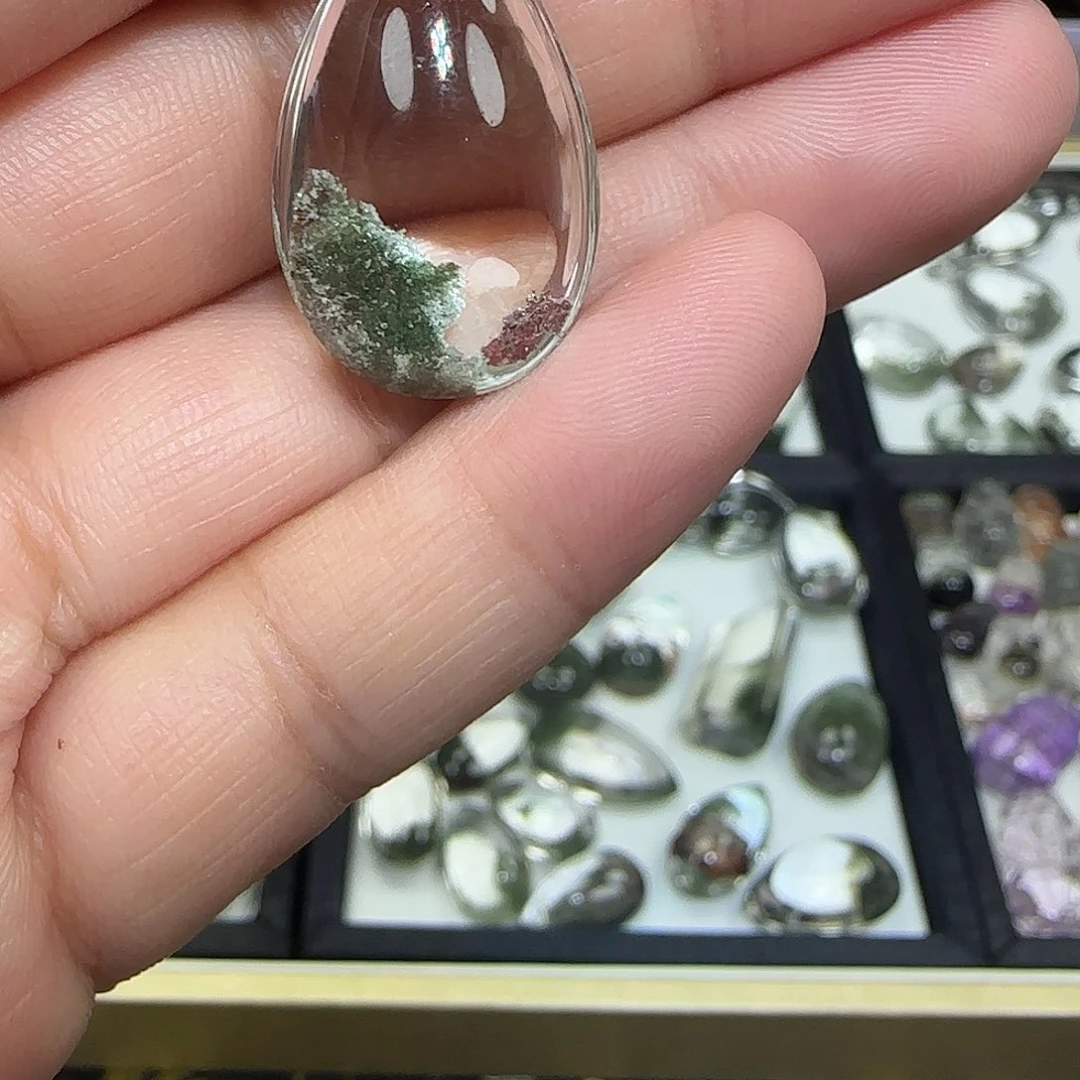 未镶嵌颈饰水晶天然绿幽灵吊坠