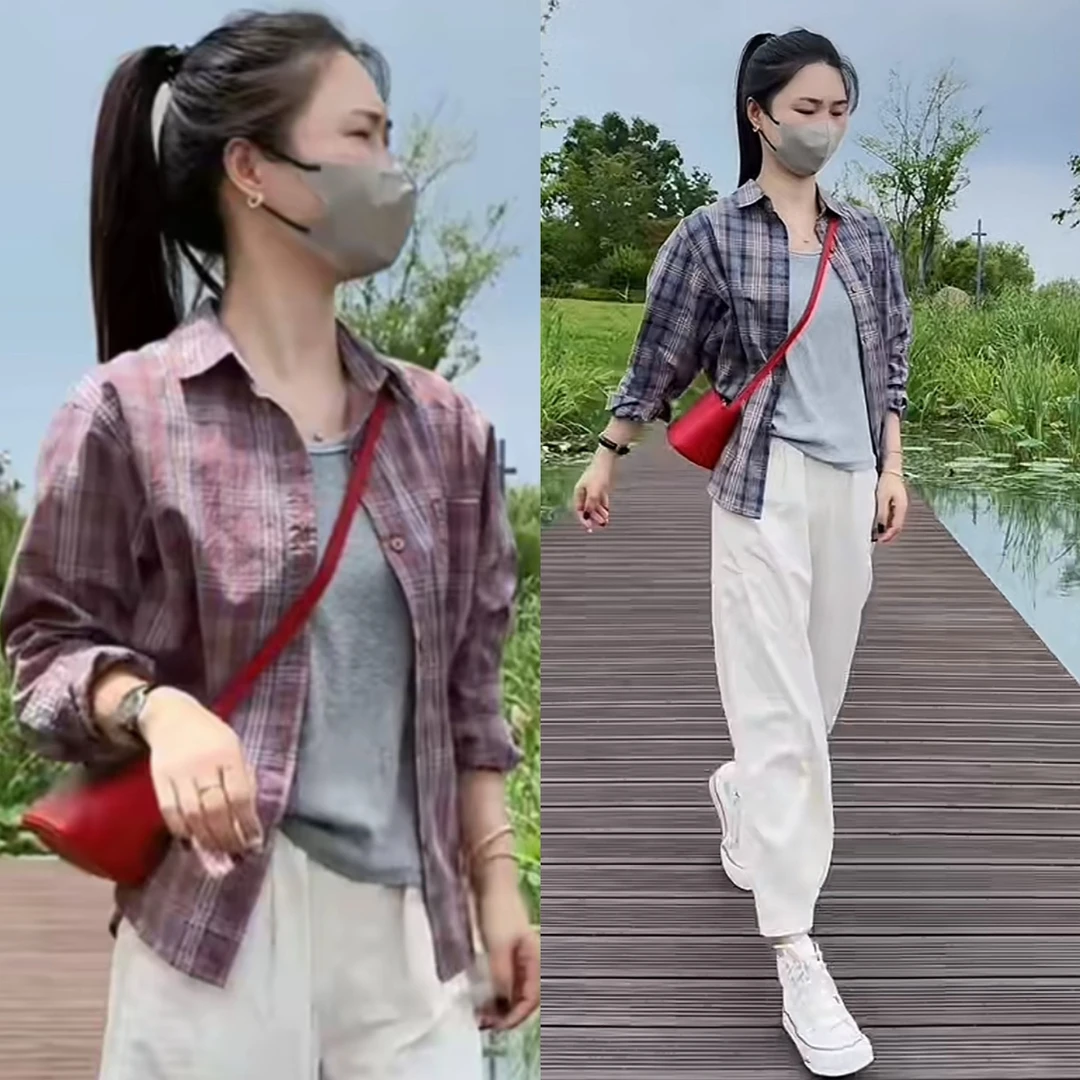 爆款设计感格子衬衫外套女装2025年早秋新款流行宽松休闲显瘦开衫