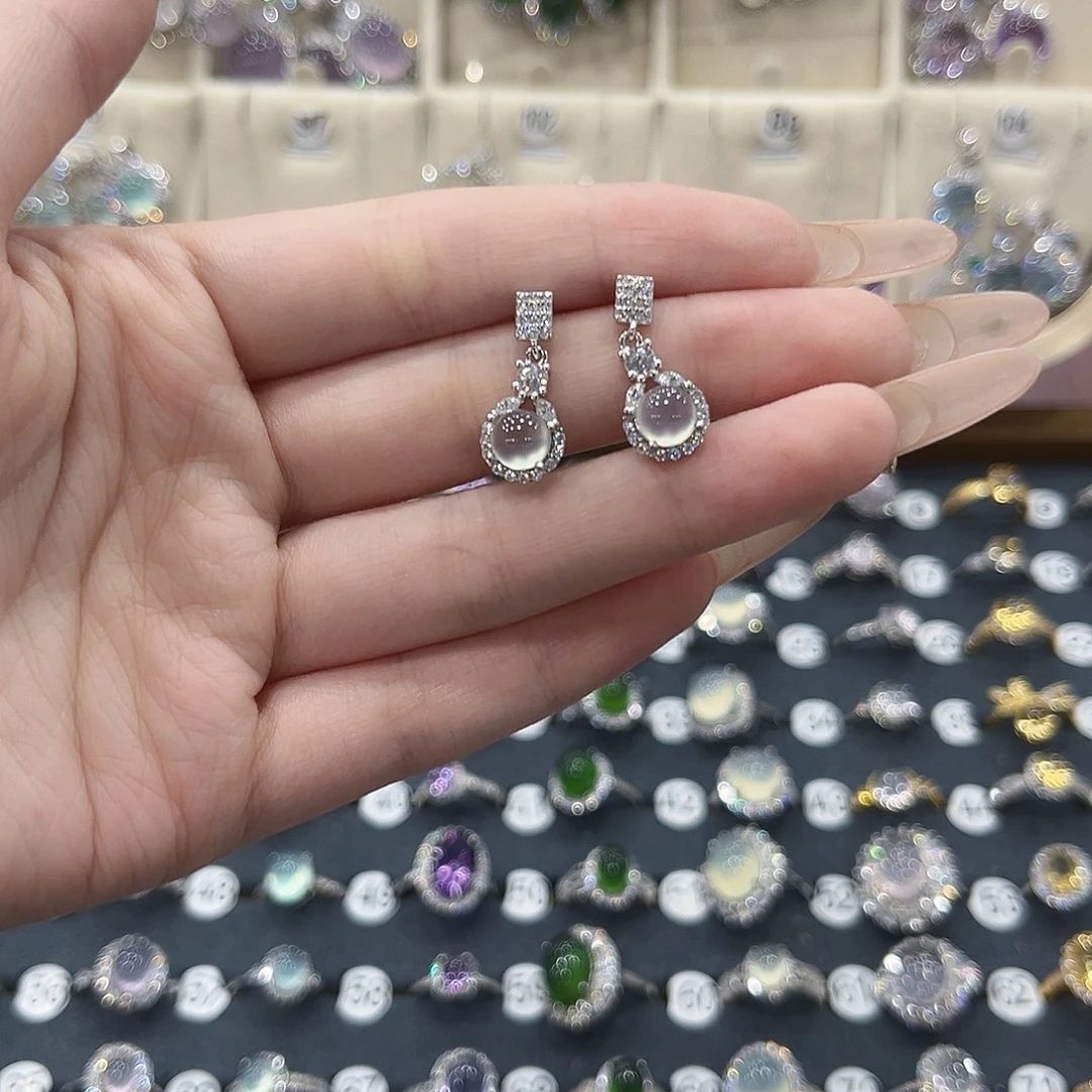 蛇纹石玉银S925镶嵌戒指