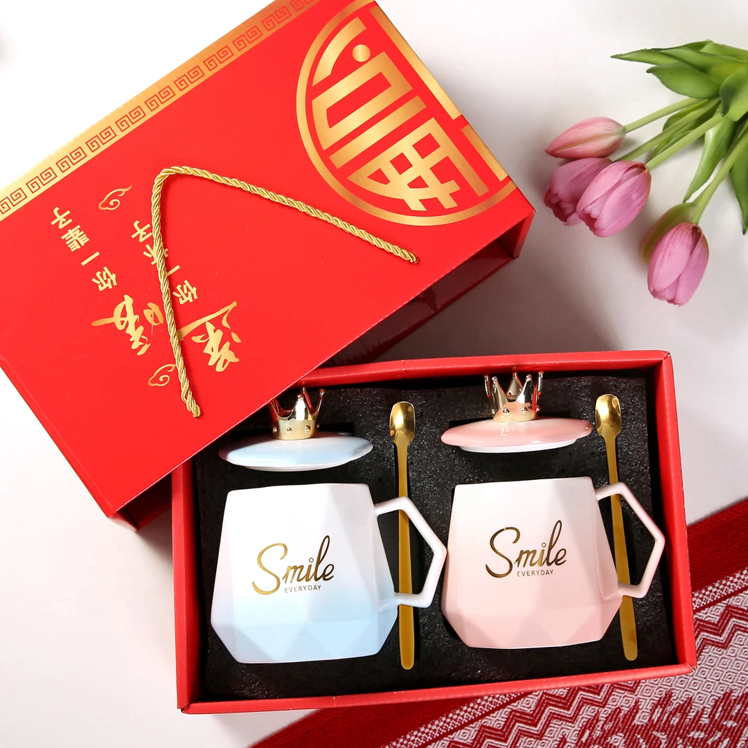 陶瓷杯情侣情人节送礼水杯闺蜜生日礼物结婚伴手礼节日活动礼盒装