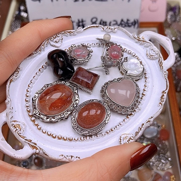 紫晶耳饰银S925镶嵌盒子