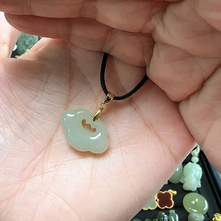 和田玉银S925镶嵌吊坠(不含链)