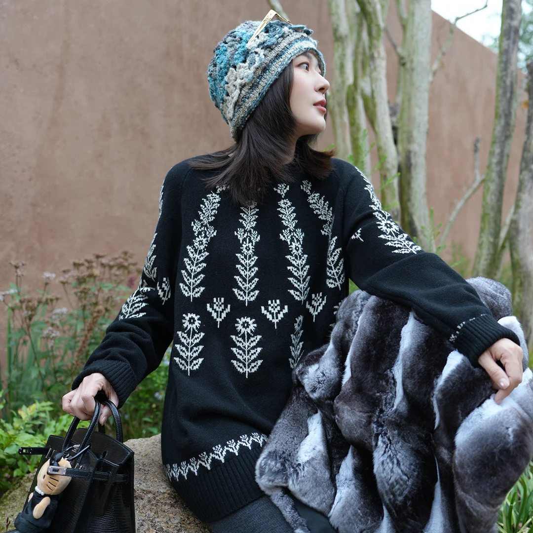 Manchenh"向阳而生"KVSS原纱100羊绒全手工挂毛针织上衣