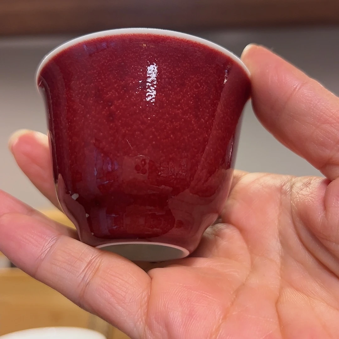 天***康青花釉里红色差放漏闻香杯70cc