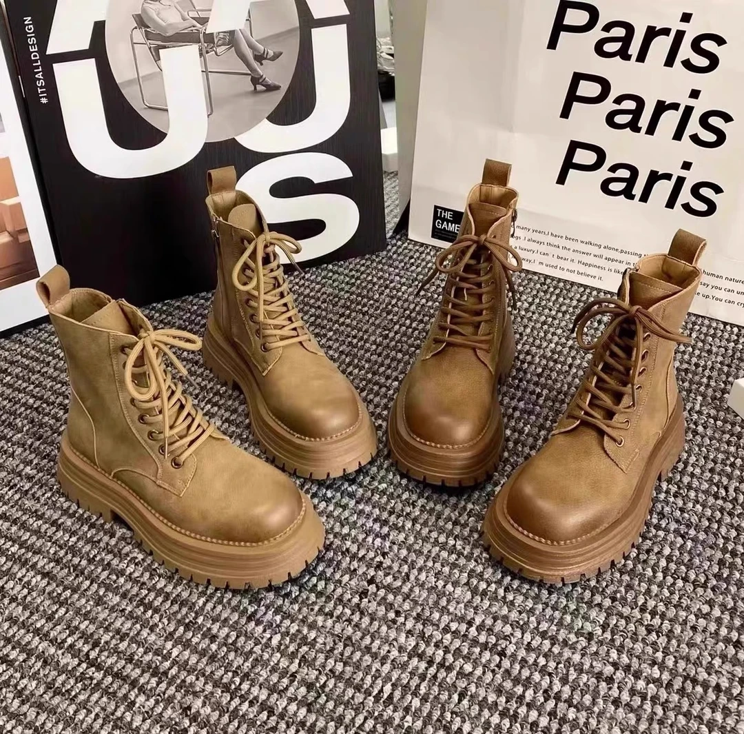 马丁靴女款2025新款英伦风短筒女小单靴春季爆款靴子厚底短靴