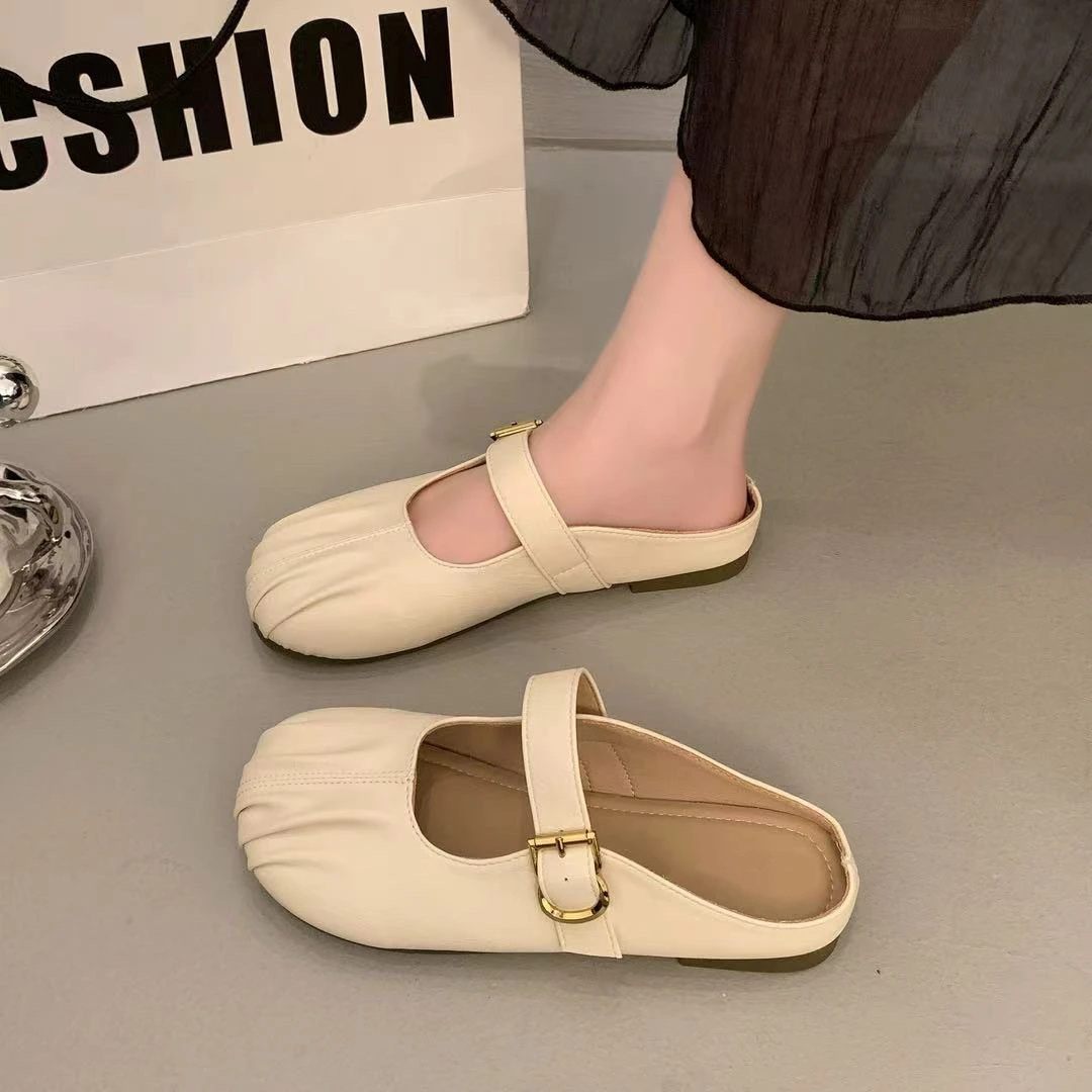 BOLIKA/柏丽卡网红包头法式外穿复古软舒适玛丽珍拖鞋女K5339-203