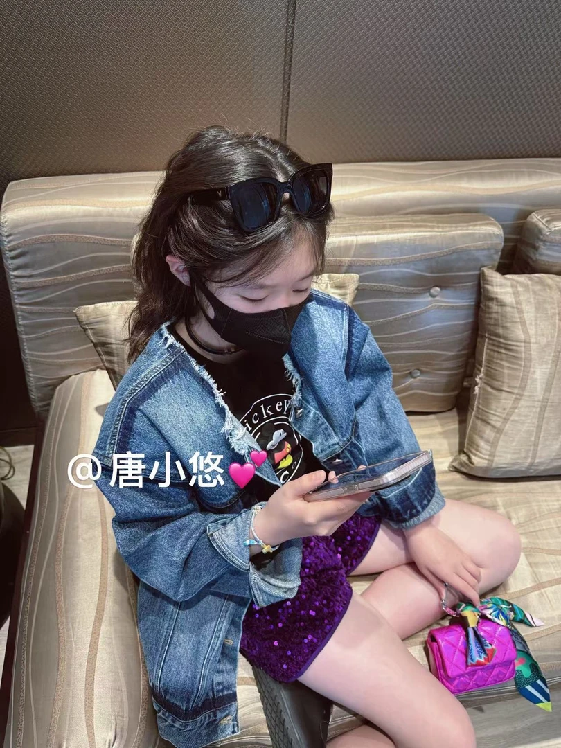 唐小悠 童装定制款 上新2025小悠同款 紫色亮片短裤
