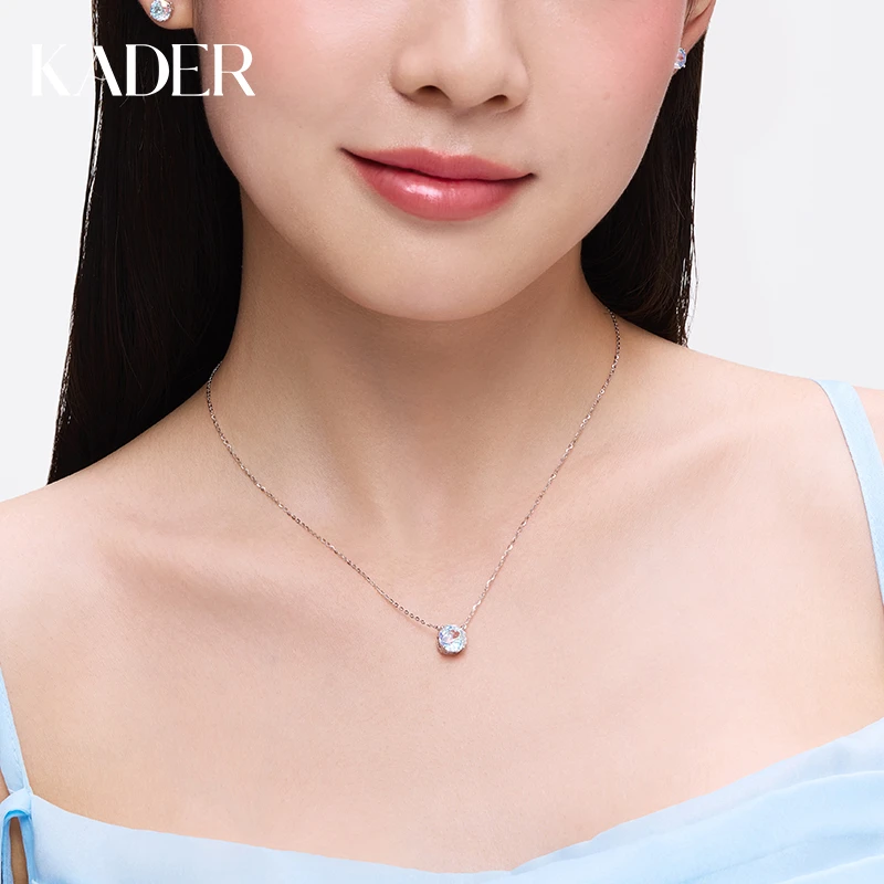 KADER/卡蒂罗 坠链均925银合成锆石 幻彩玫瑰切项链轻奢小众礼物