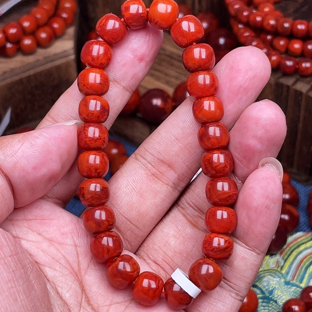 螺****南红玛瑙未镶嵌手链南红火焰卡9老型手串