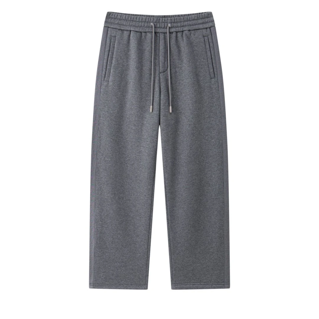 CRCR冬季男士时尚纯色舒适防风保暖休闲宽松加绒加厚直筒裤