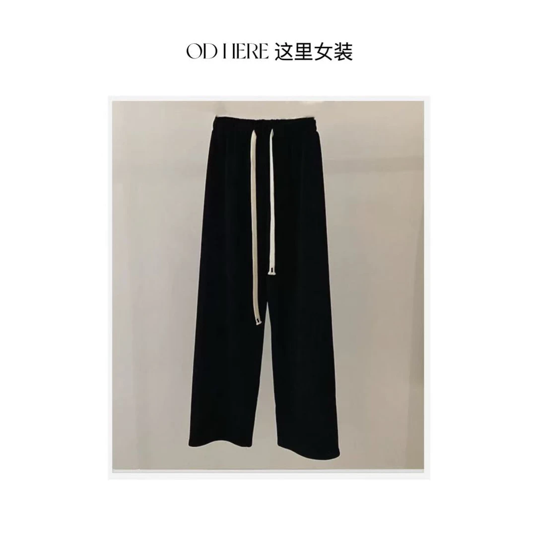 OD HERE 黑色显瘦加绒高品质阔腿裤