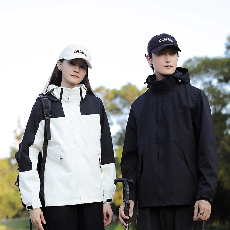 【GTKM】男女春秋冬户外韩版情侣防风防水休闲学生连帽冲锋外套9816