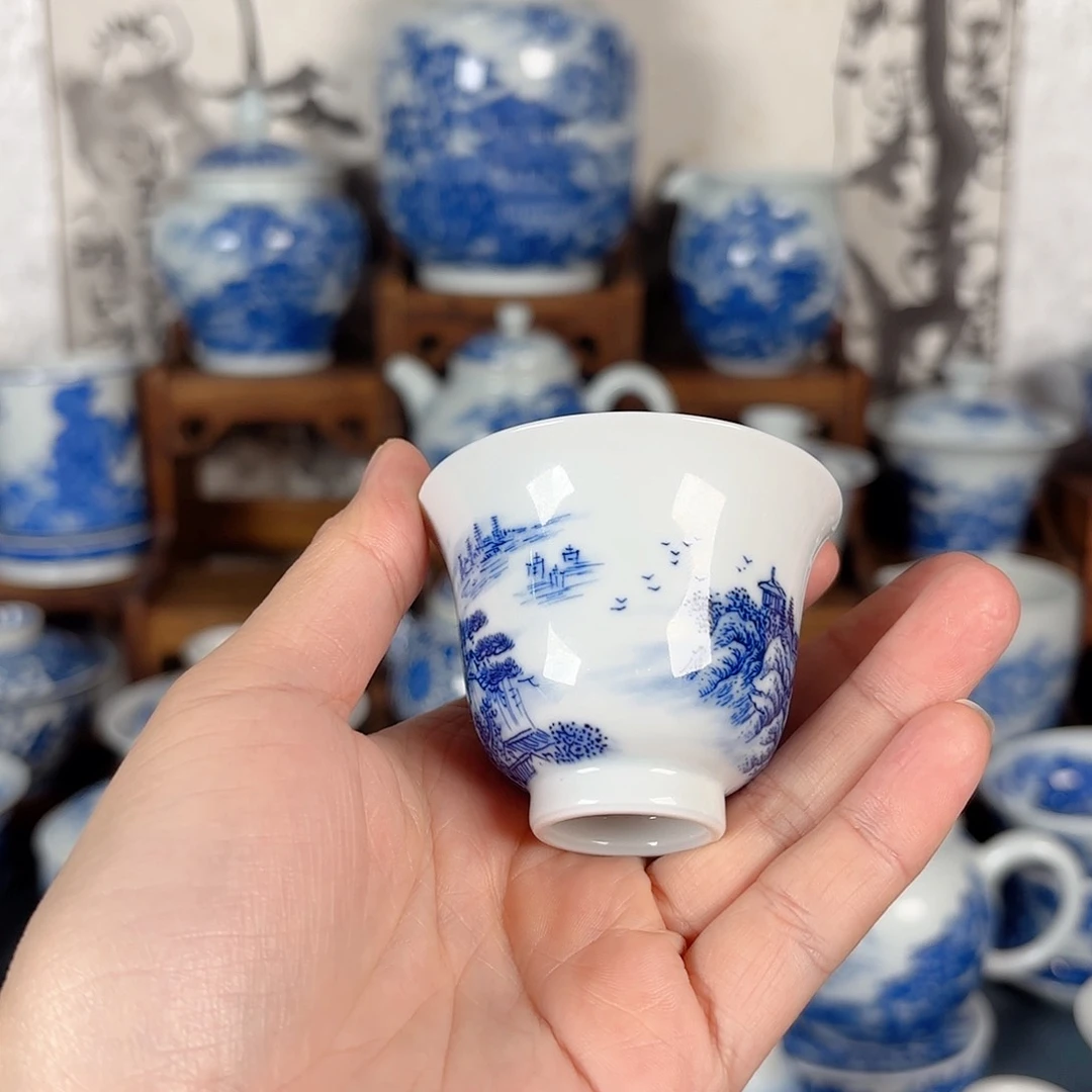杯峰*青花瓷器手绘作品杯