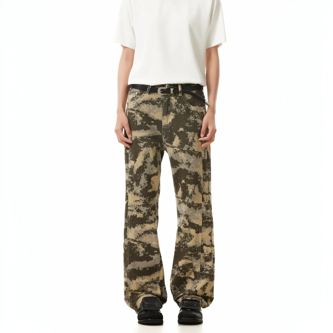 ZLAYCO沙漠迷彩复古高街美式街头显瘦男女微喇迷彩裤休闲长裤