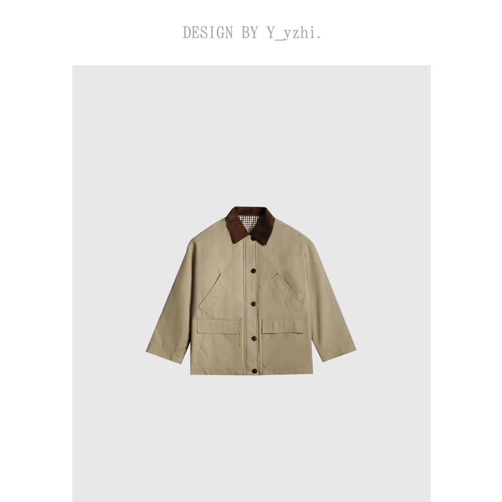 Y_yzhi 羽沐｜复古色调翻领保暖冬季外套简约卡其色宽松轻盈羽绒服