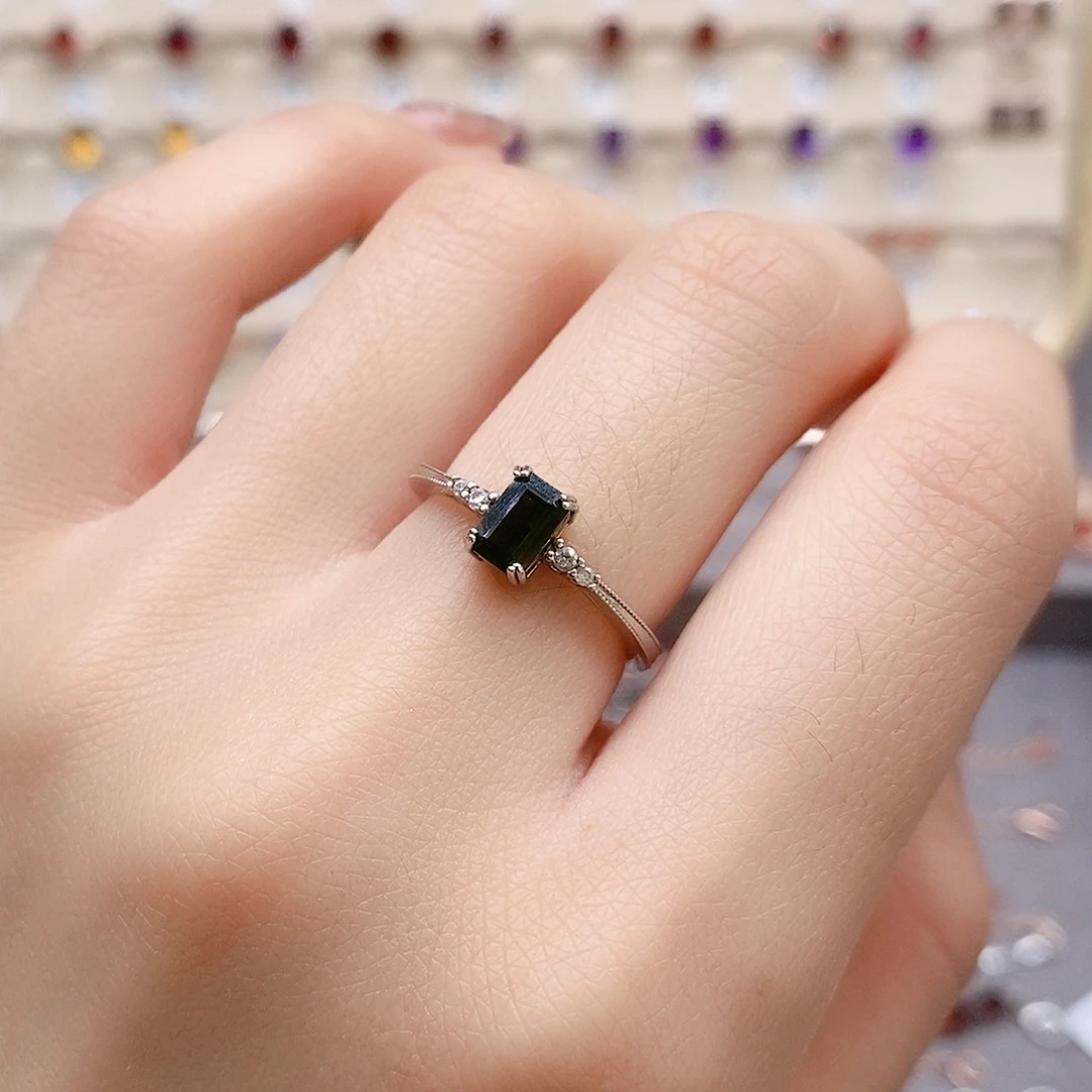 碧玺戒指银S925镶嵌戒指