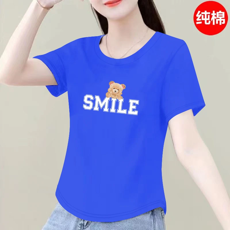纯棉女士短袖T恤女2025夏季新款时尚宽松印花洋气小众百搭体恤衫
