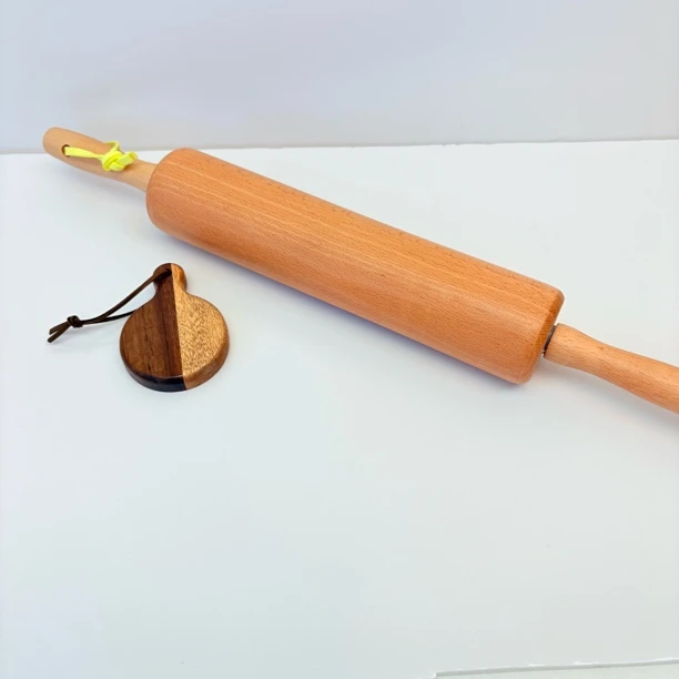 57662 榉木滚轴擀面杖+榉木瓶起子套装，尺寸：44×6cm