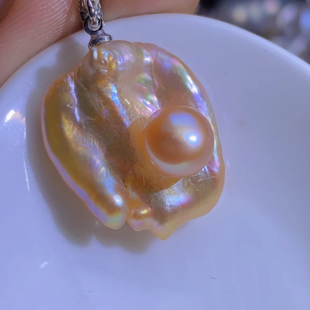 银S925镶嵌淡水珍珠微瑕