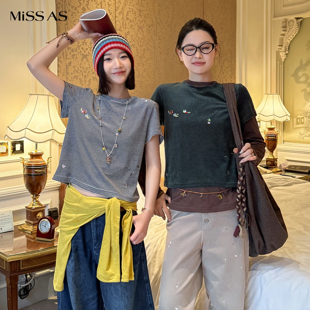 【SHORT SENTENCE短句】Sally圆领刺绣合身T恤短袖上衣25早秋