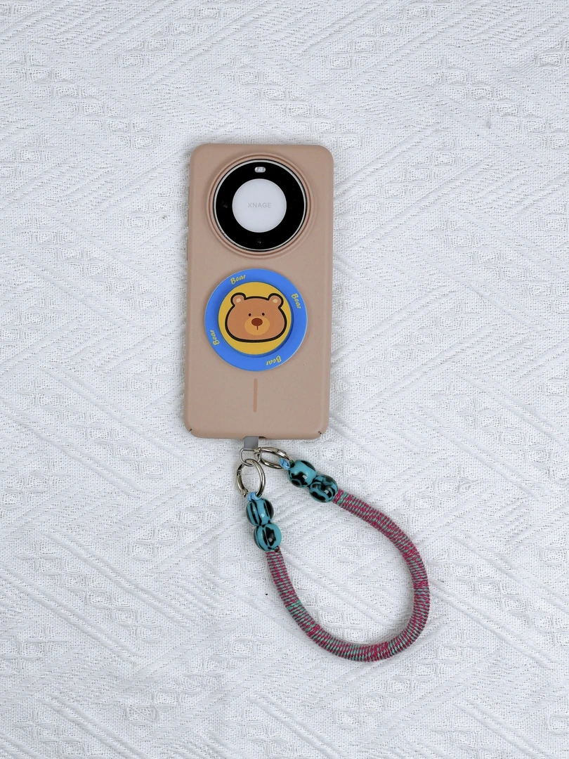 品申原创奶茶色黄底小熊磁吸支架手提链条适用华为mate60手机壳