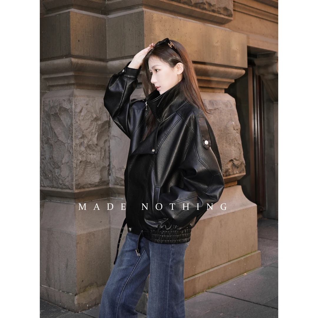 2025新款酷飒风高级感小个子黑色机车夹克外套独特超好看皮衣女款