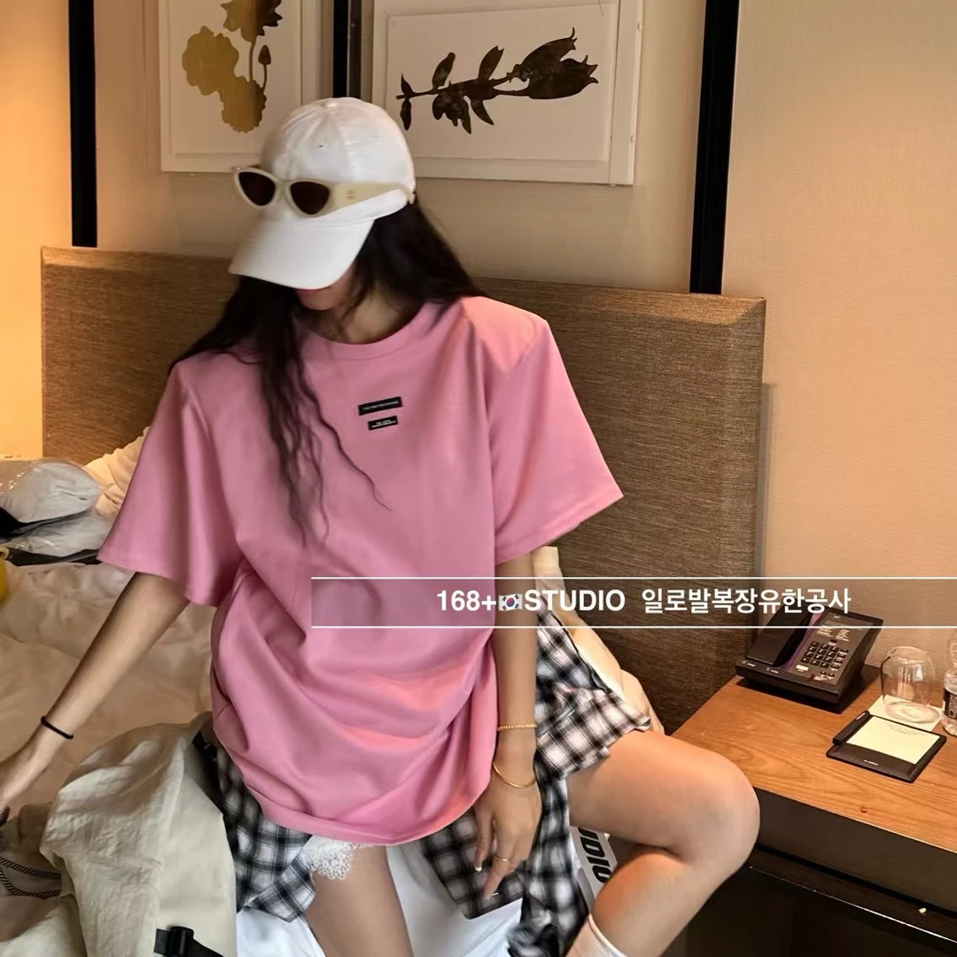 欧洲站欧货大版垫肩短袖t恤女2025新款爆款宽松韩版大码上衣洋气