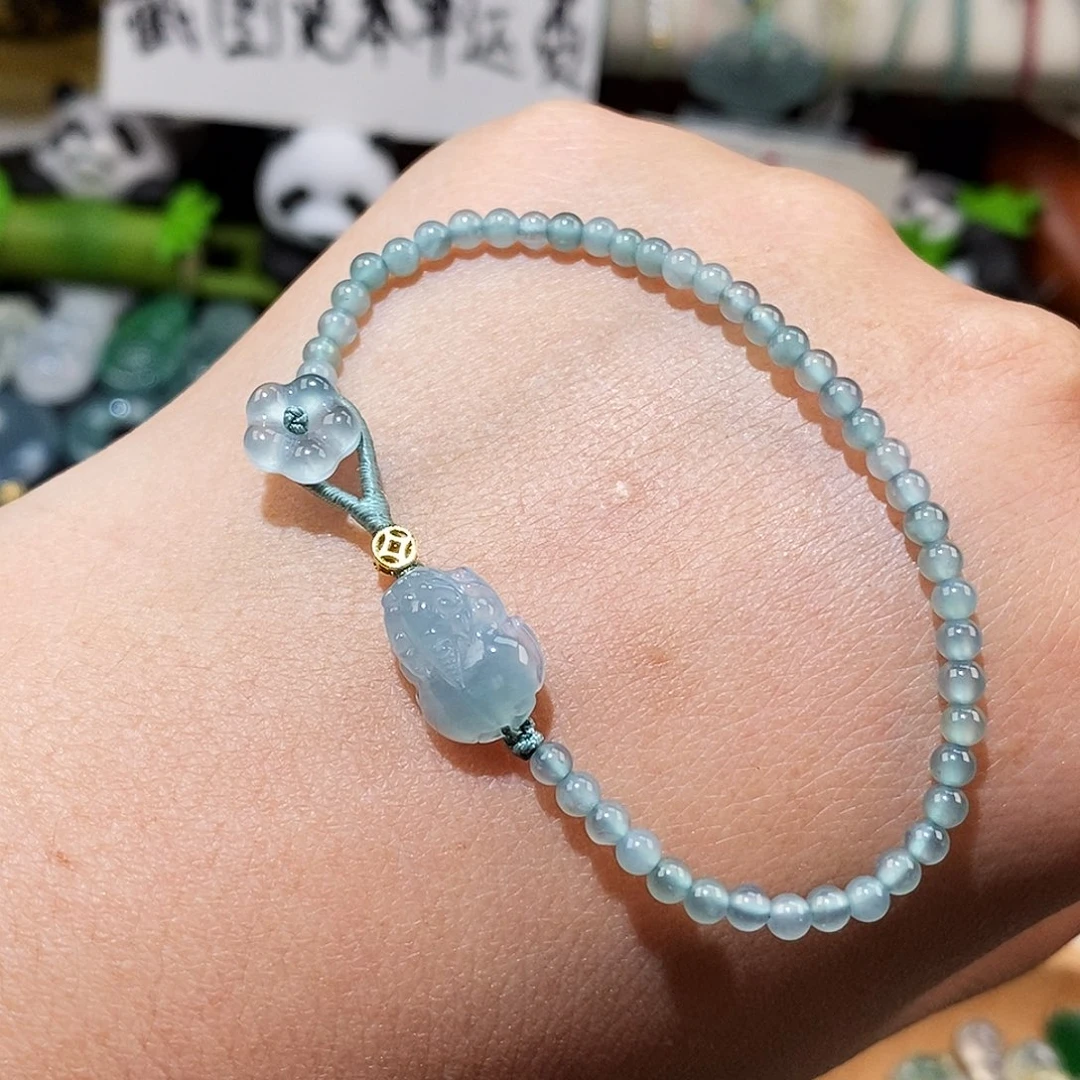 翡翠未镶嵌颈饰貔貅小花手链15