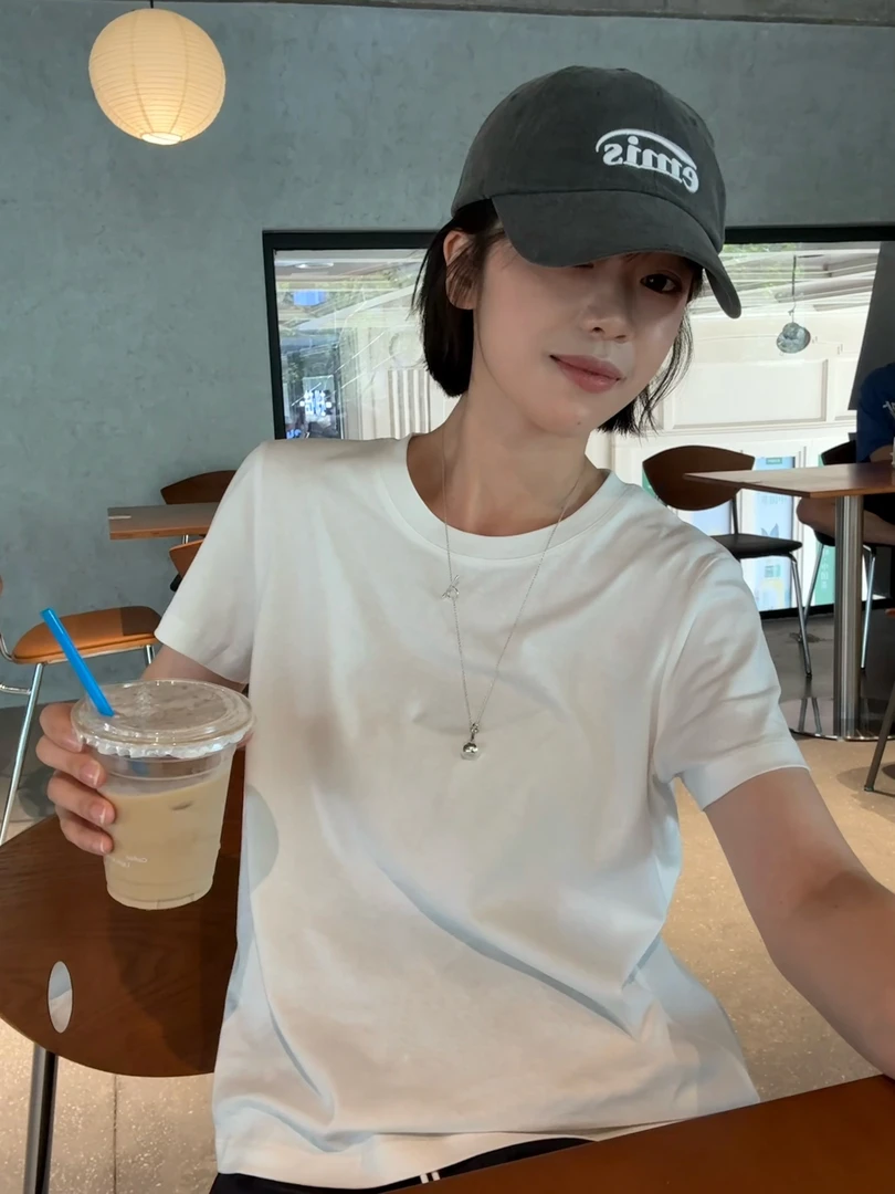 苏晨 棉麻正肩结构极简设计感纯色短袖T恤