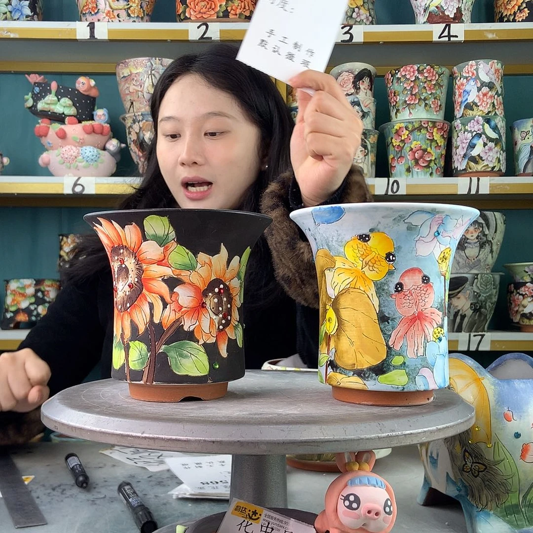陶景德镇手工花盆567