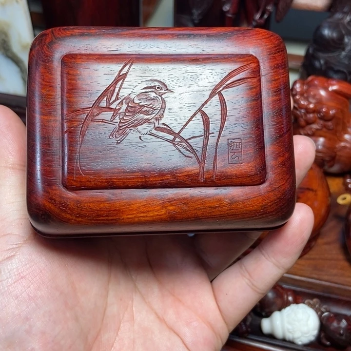 檀香紫檀（小叶紫檀）拓云作品整木挖方盒