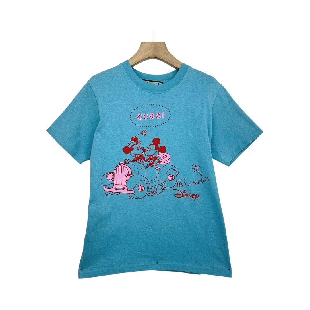 99新 GUCCI/古驰 XS码/蓝色迪士尼联名印花短袖/23778054