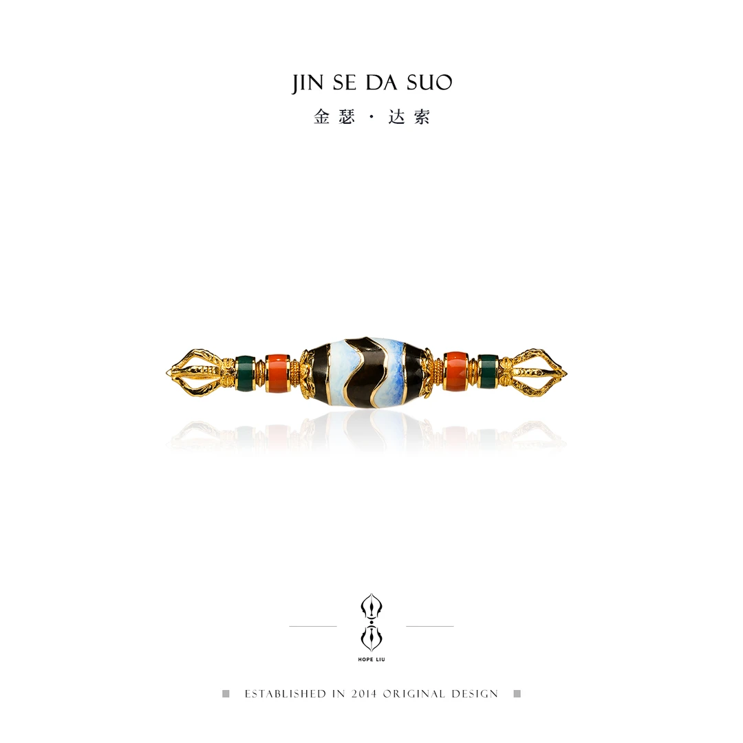 【金瑟·达索】18K手工金珐琅彩横版吊坠(不含链)-H027商品图